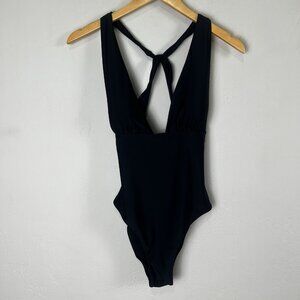 Summersalt Deep Dive Swimsuit One Piece Plunge Front Open Back Black Size 6